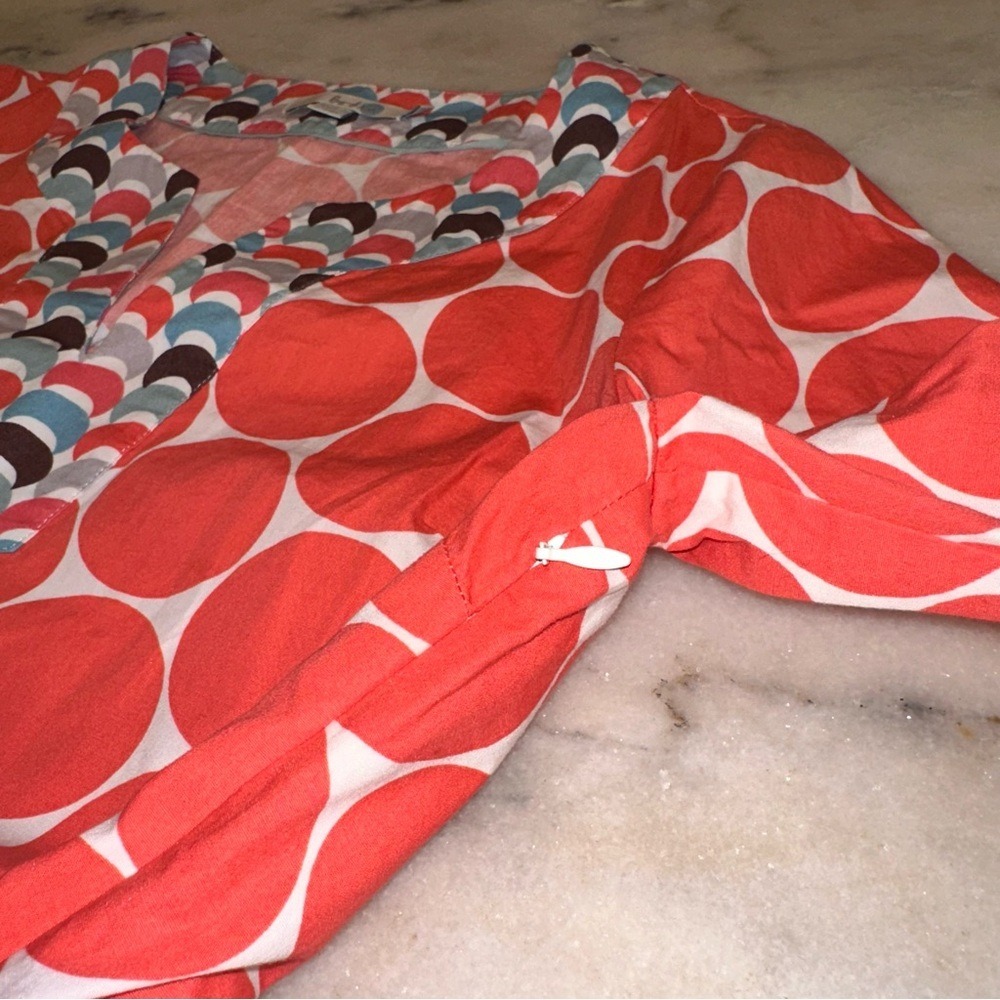 Boden‎ Size 6 Red Orange Mixed Pattern Polka Dot Women's Top Tunic - Picture 7 of 10